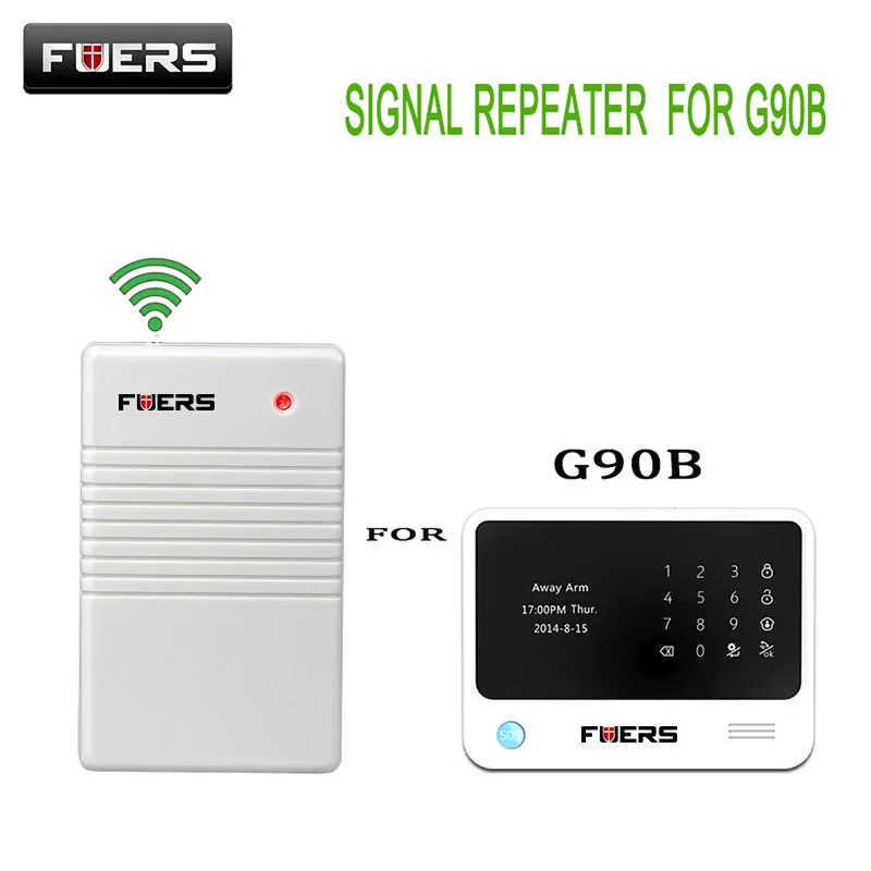 Усилитель сигнала Fuers Wireless 433MHZ RF Signal Repeater Extender Amplifier для системы домашней безопасности G90B, усиливающий передачу сигналов от датчиков.