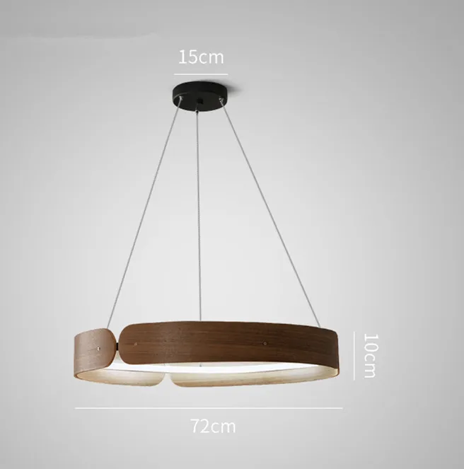 Nordic Wood Circle Design Dining Room Pendant Lights Creative Living Room Bar Restaurant Led Hanging Light Fixtures - Цвет корпуса: DIA720MM