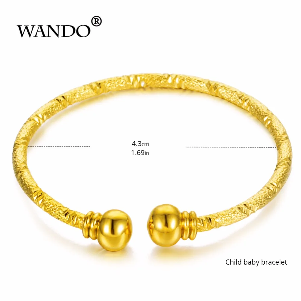 WANDO Small Gold Color Bracelet&ampBangles for Baby/Girls/Boy Charm Beads Bracelet Bell/Heart Jewelry Child Party Gifts b59 | Украшения и