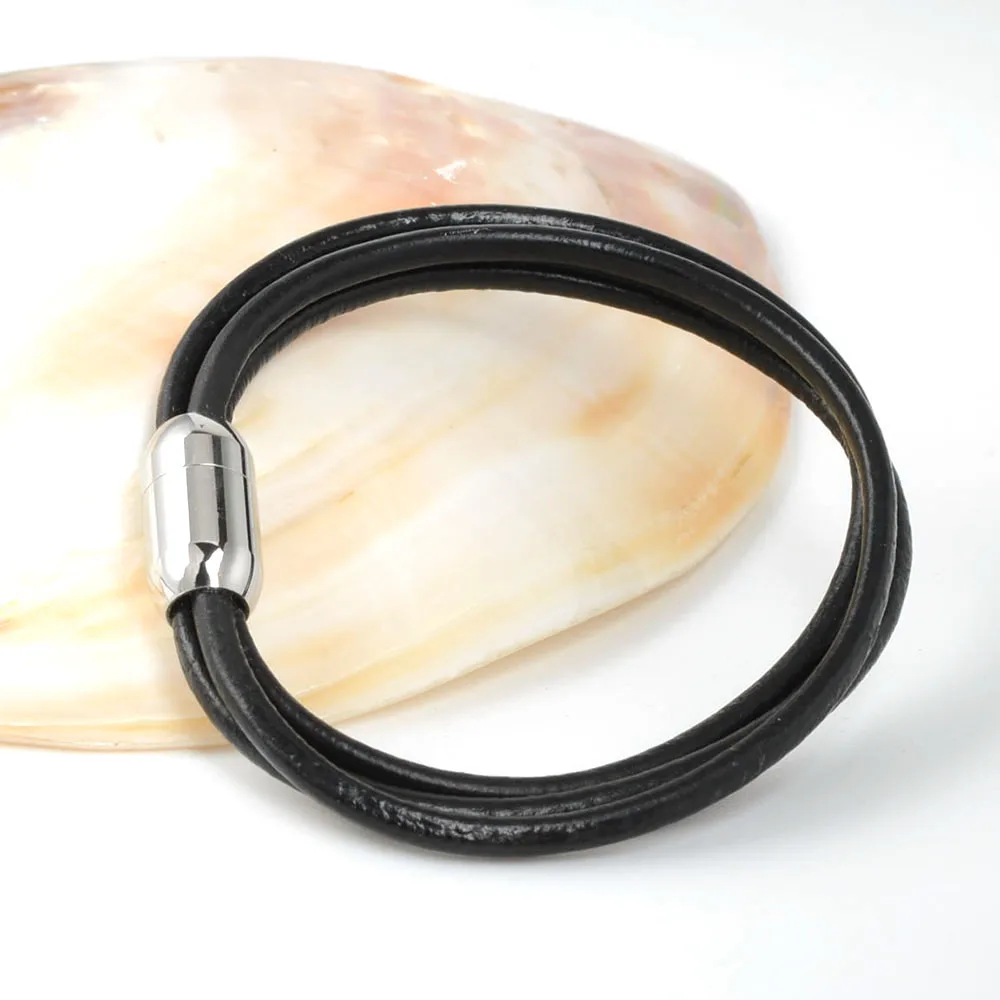 Модный мужской браслет из нержавеющей стали 215 мм браслеты натуральной кожи