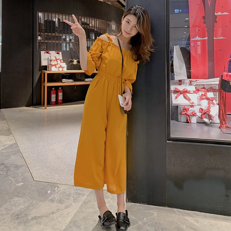 Женский комбинезон на лямках Летний милый с открытыми плечами и деревянными