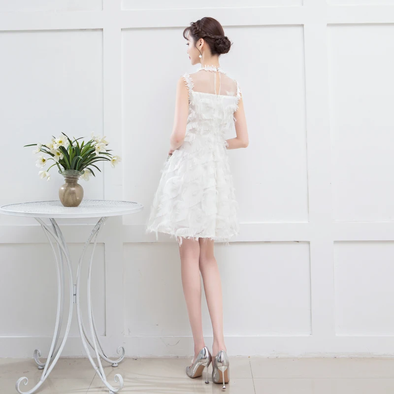 Белое элегантное мини-платье для подружки невесты женское платье свадебной