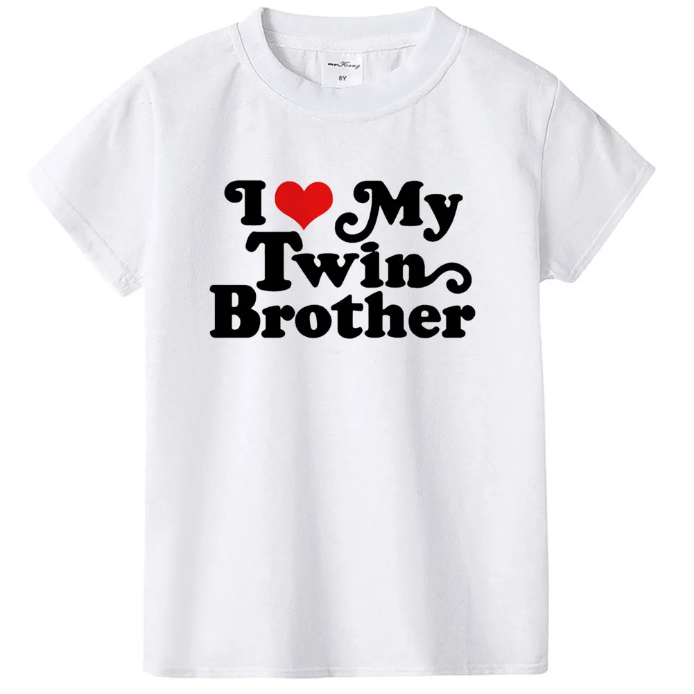 Белая детская футболка с надписью I Love My Brother & Sister летняя белые рубашки для