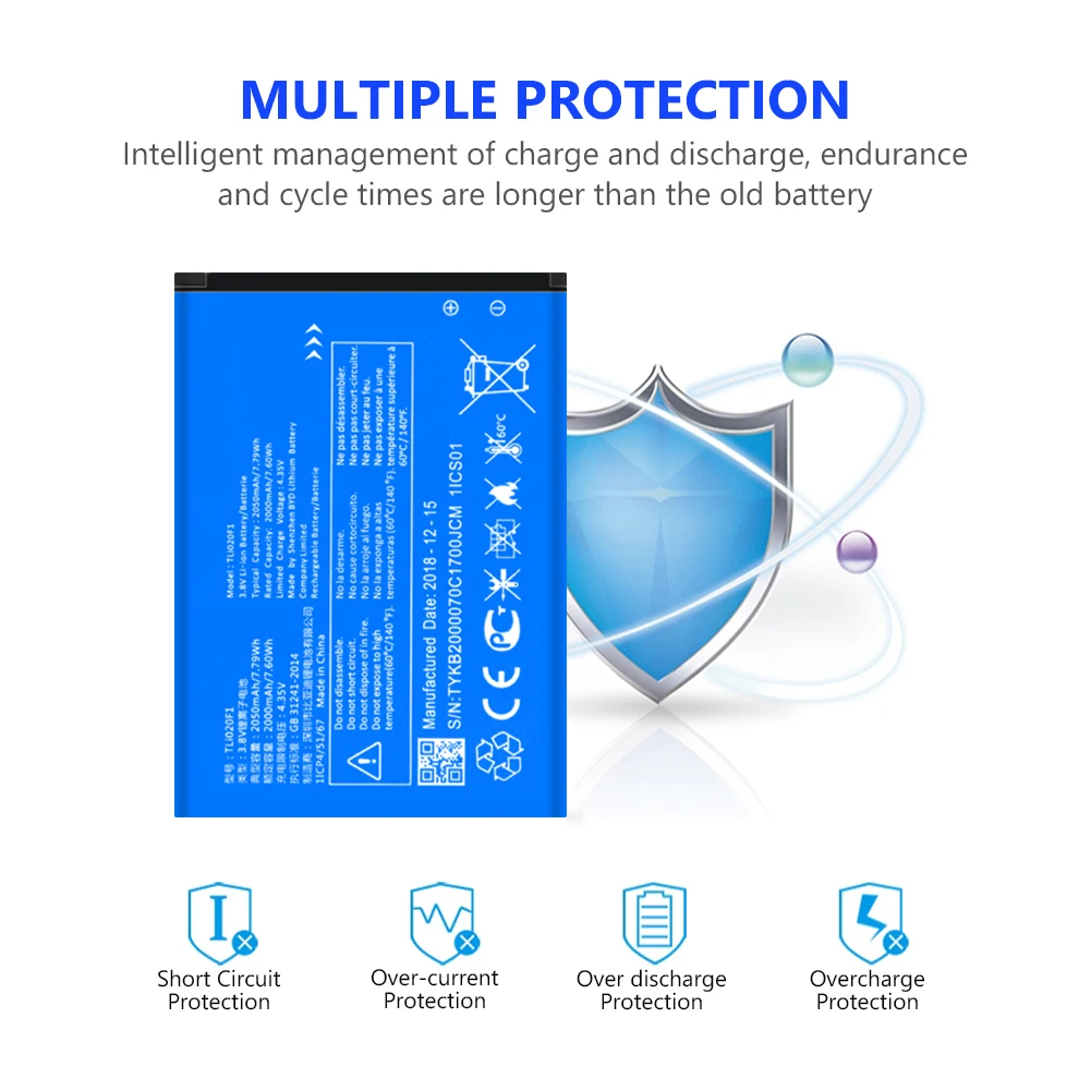 Аккумулятор TLi020F1 2050 мАч для TCL J726T Alcatel One Touch Pop 2 5042D OT 7040D литий полимерные