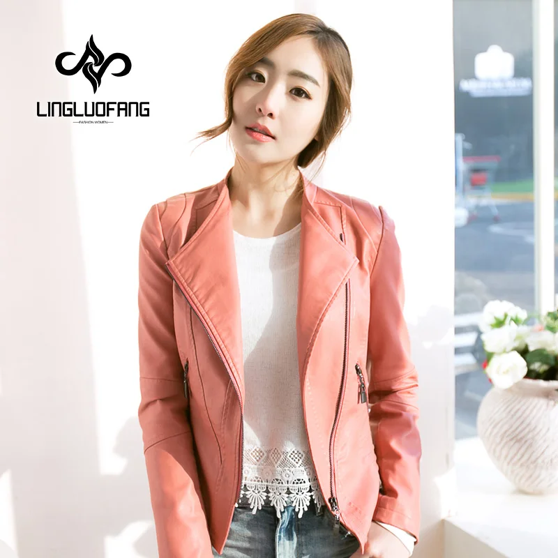 2021 демисезонная брендовая кожаная куртка Женская облегающая короткая