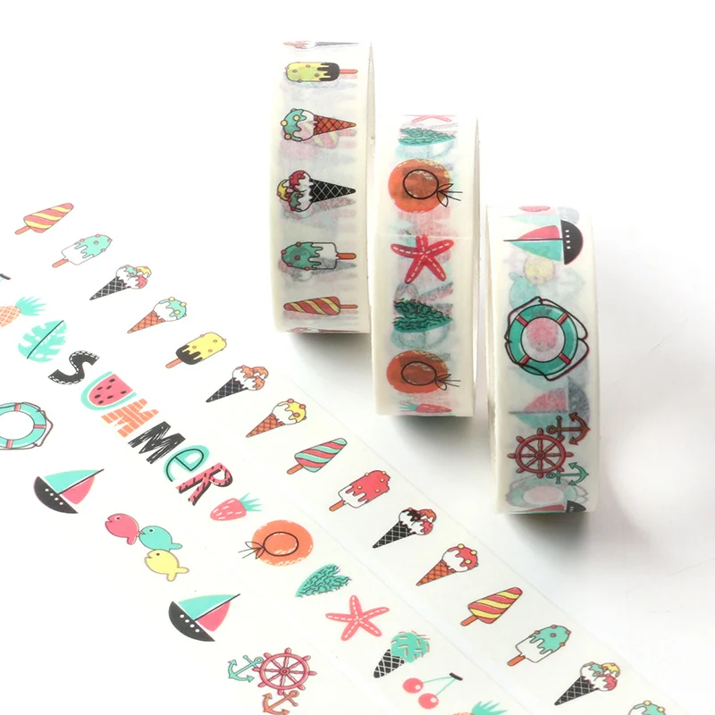 E16 5 м милая сетка, цветок, мороженое клейкая лента васи односторонняя декоративная бумага Маскировка скрапбук DIY карты стикер лента - Цвет: E16