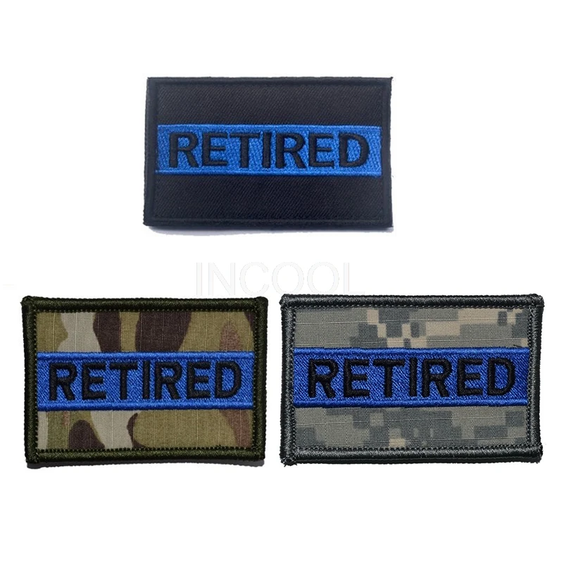 Вышитая нашивка в стиле пенсии США армейская тонкие синие значки с эмблемой