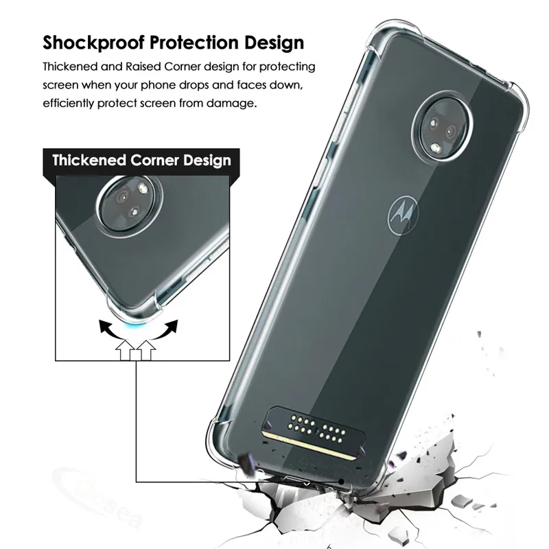 Чехол Qosea для Motorola Moto Z4 Force прозрачный тонкий мягкий силиконовый чехол из ТПУ P30 Note
