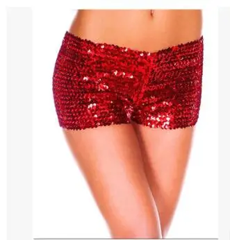 red Shikoroleva шорты Для женщин короткие Feminino сверкающие искрение блесток Stretch Bermuda Feminina танец балет цвета: золотистый, серебристый синий Mujer - Цвет: red