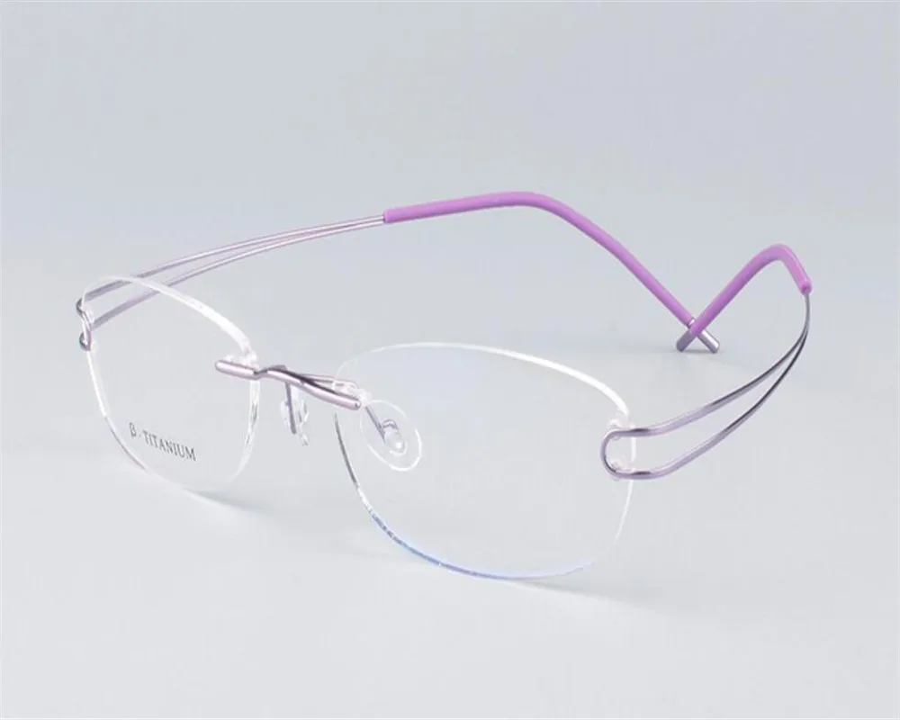 

EYELOOK Super Light Women Fashion B-Titanium Rimless Red Pink Prescription Lens Presbyopia Frame Reading Eyeglasses BR6116