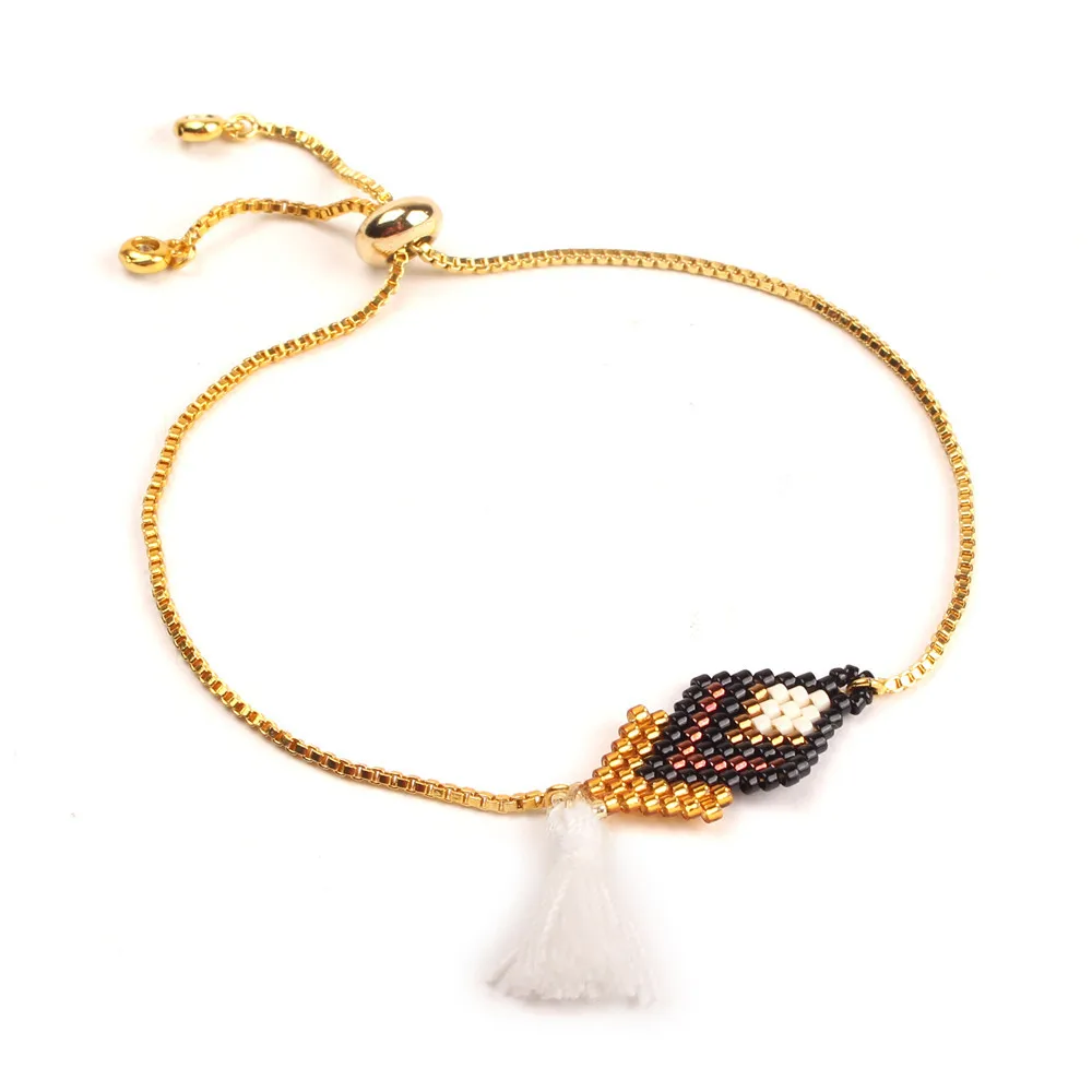 Bracelet-white JOYE Оригинальная дизайнерская бижутерия наборы серьги Бохо подвески набор ожерелье браслет лист кисточкой MIYUKI прекрасные драгоценные бусы Набор - Окраска металла: Bracelet-white