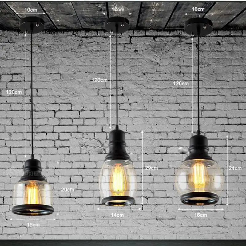 Подвесной светильник в стиле лофт стеклянный индастриал лампа ретро для бара