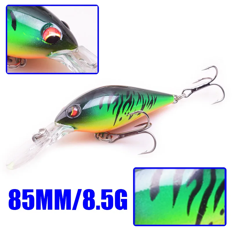 1Pcs Crank Trolling Wobbler Fishing Lure 85mm 8.5g Deep Diving Minnow Artificial Hard Bait Bass Pike Crankbait Pesca Tackle