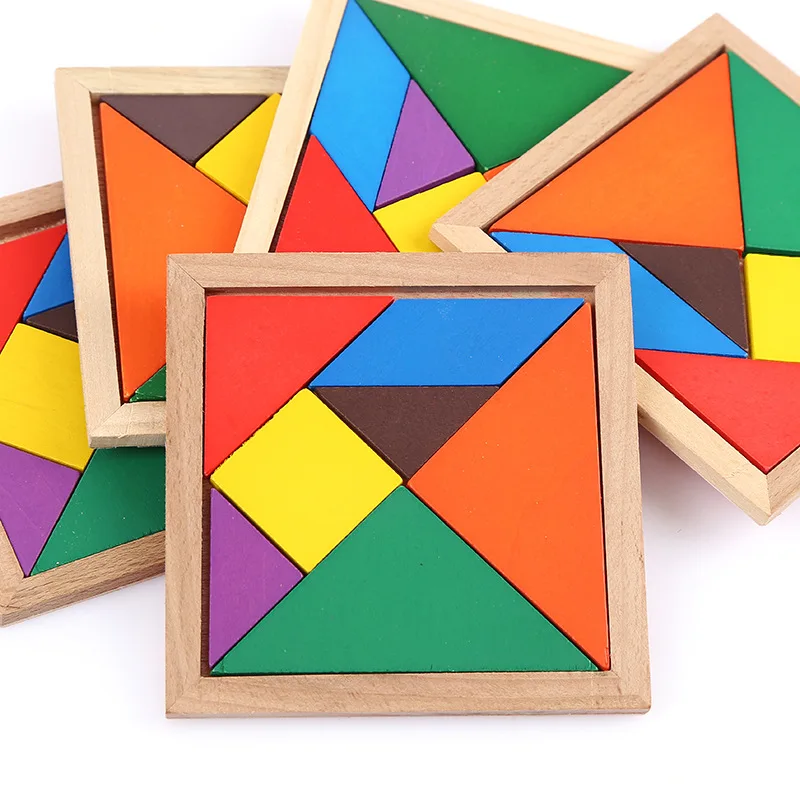 Деревянный Tangram доска для головоломки разноцветный дерево геометрическая форма