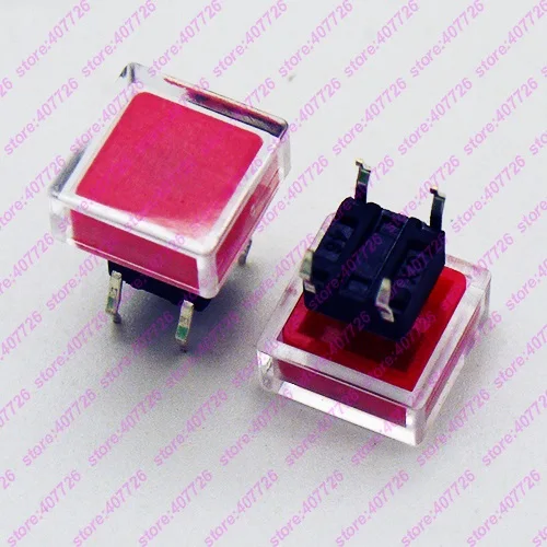 10 шт. 6*6*7,3 мм(H = 9,8 мм с 2 колпачками) 4PIN DIP& SMD Мгновенный Такт Кнопка Верхняя квадратная головка тактические ключи переключатель мини кнопка - Цвет: Swith With Red 2Cap