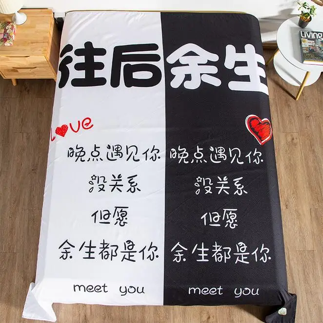 24 Kawaii Bed Sheets Japanese Anime Chibi Maruko Umaru Chan Cat Chinese Characters Printed Dorm Textile Twin Full Queen King Size - Цвет: 24