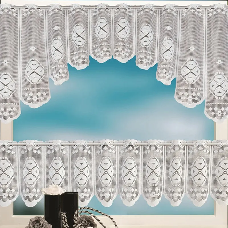 Valance Home Door Half Curtain Lace Short Curtain for Cafe DecorativeHome Living Room Door Balcony Window Treatment