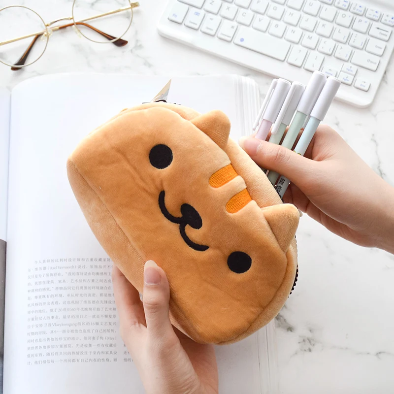 Candice guo! cute plush toy lovely cartoon cat kitten soft pencil bag cosmetic storage pocket birthday Christmas gift 1pc | Игрушки и