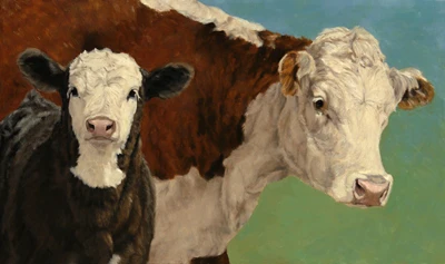 

2020 NEW TOP animal original art # cow and calf oil painting # 100% hand painted OIL PAINTING # 36" -accept custom animal art