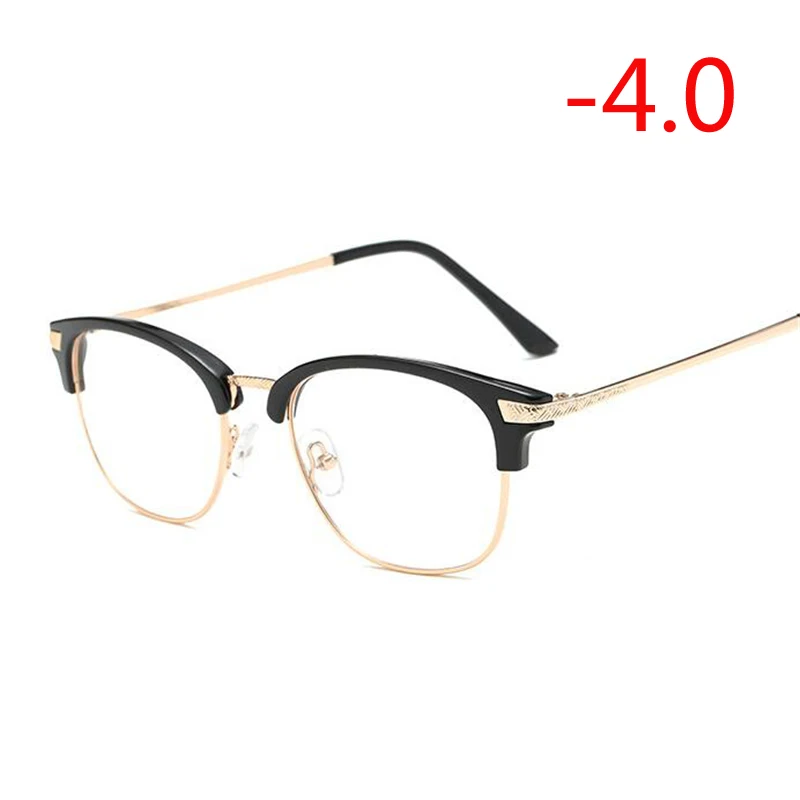 Myopia 400 1,0-1,5 от 2,0 до 6,0 заклепки готовая близорукость очки Мужчины Женщины Короткие-очки для коррекции зрения серебряная и Золотая оправа близорукие очки - Цвет оправы: Myopia 400