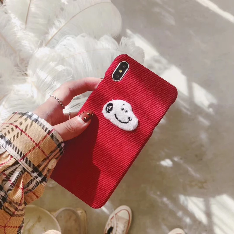 Вельветовая ткань с вышивкой, чехол для телефона для iphonexs XR xsmax милая собака животное утки жесткий поликарбонатный чехол для телефона для iphone6 6s 7 8 plus