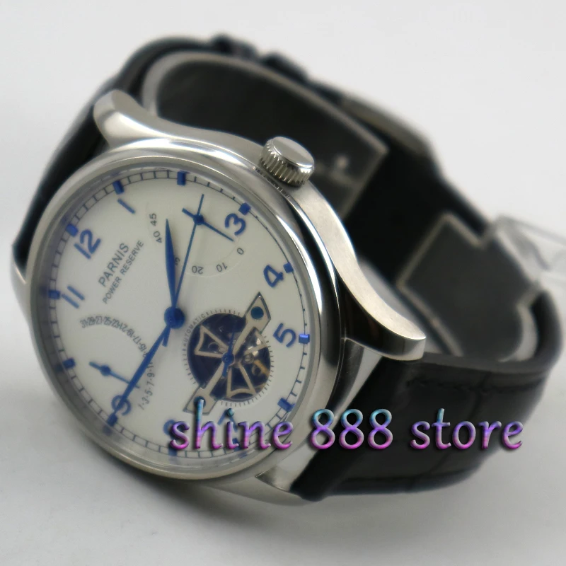 Мужские часы Parnis автоматические механические с белым циферблатом 43 мм|watch men|watch men