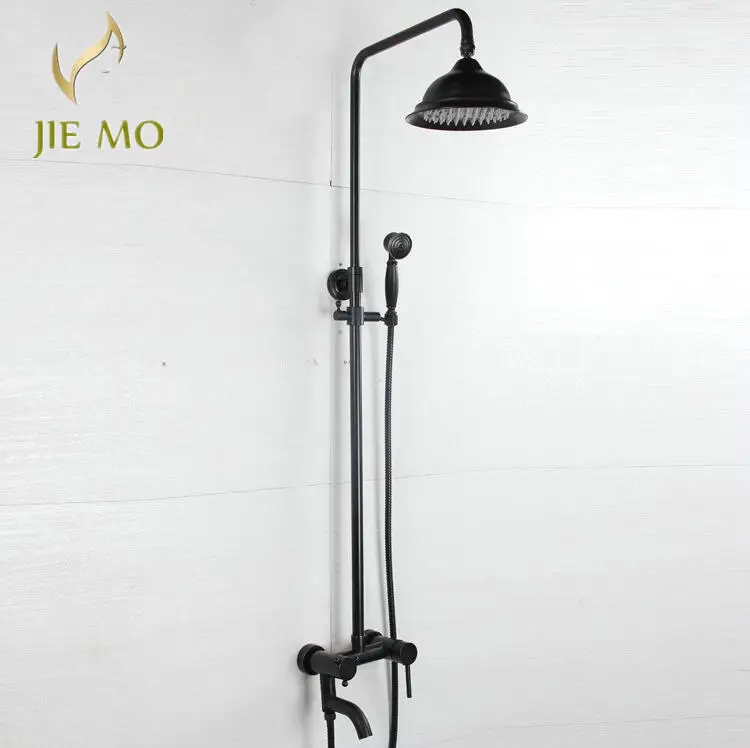 Латунный настенный смеситель с черной отделкой набор для душа Водопад Красивые