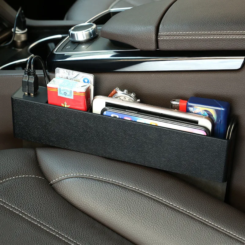 Left And Right Universal Dual USB Car Seat Crevice Storage Box Phone Holder Charger Organizer Auto Accessories 4 Color | Автомобили и