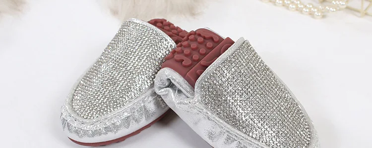 Spring Summer Flats Shoes Women Ballet Shoes For Women Casual Crystal Boat Shoes Slip On Soft Rhinestone Women Flats Plus Size