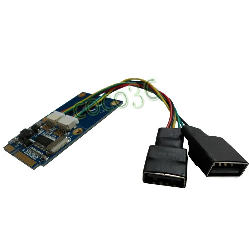 Бесплатная доставка (2 шт.) мини PCIe для Dual USB адаптер/конвертер карты Поддержка Wi Fi