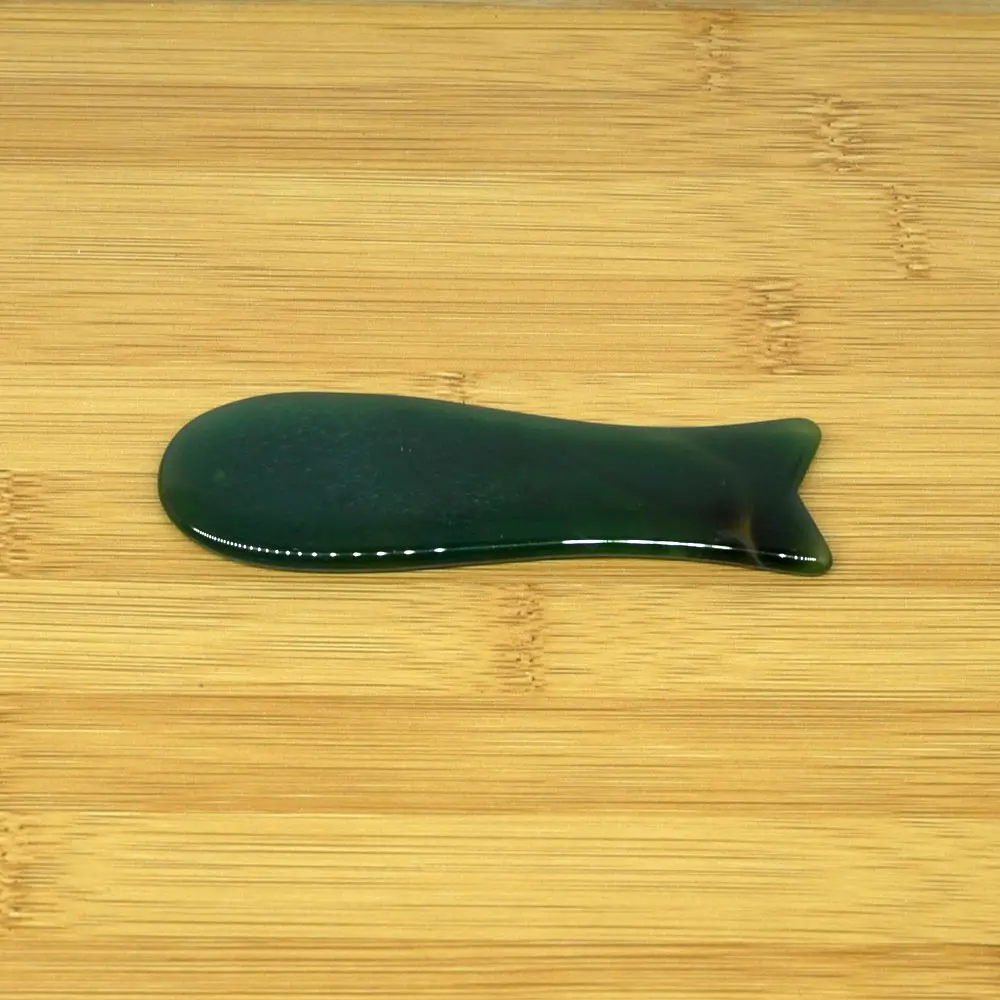 fish shape Зеленый Агат роликовый массажер для похудения лица лифтинг инструмент натуральный нефрит массажный ролик для лица камень массаж кожи красота уход GUASHA - Цвет: fish shape