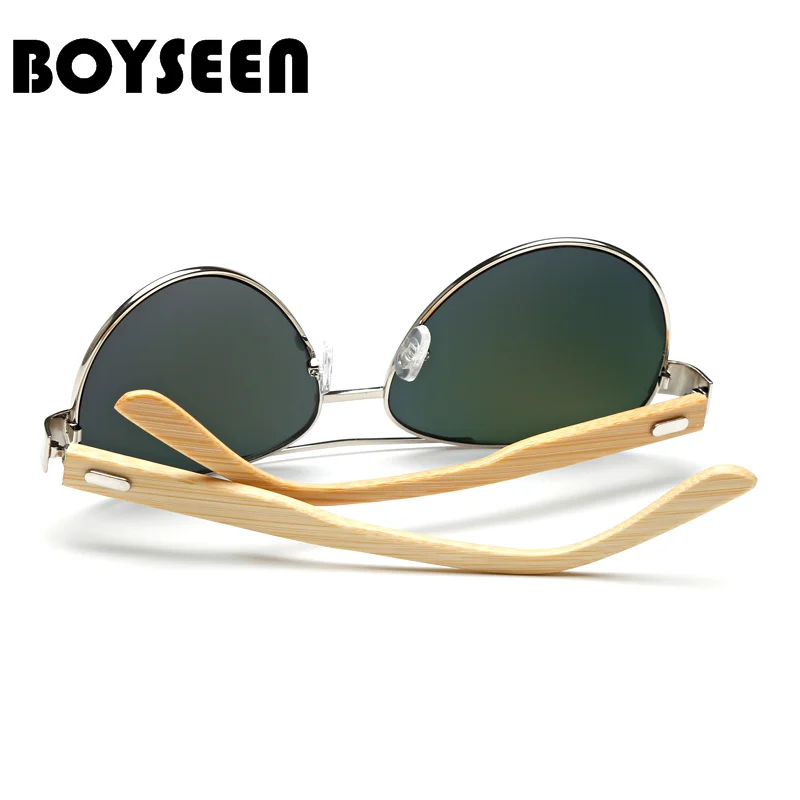 Мужские и женские бамбуковые очки BOYSEEN зеркальные солнцезащитные с градиентом