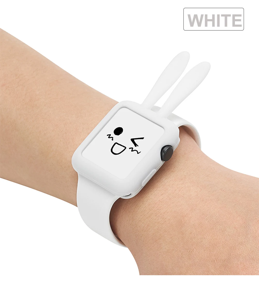 Защитный чехол GUYO для Apple Watch с милыми ушками для Apple Watch series 3 2 1 цветной 38 мм 42 мм мягкий силиконовый