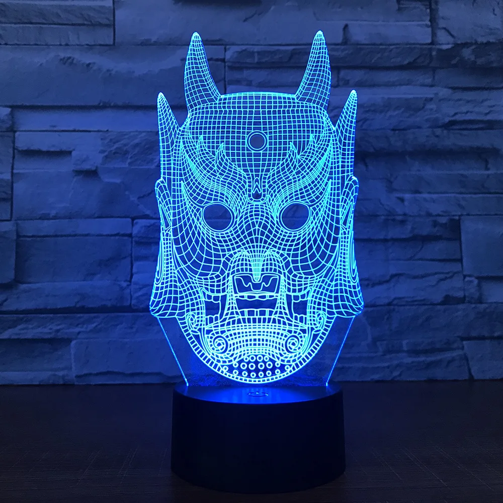 3d лампа в виде маски призрака цветная градиентная атмосферная настольная