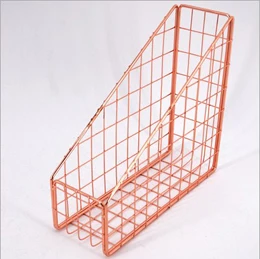 Scandinavian Rose Gold Metal Storage Basket Nordic Book Basket Iron Basket Desk Storage Organizer Decor Basket Home Office - Цвет: Rose gold