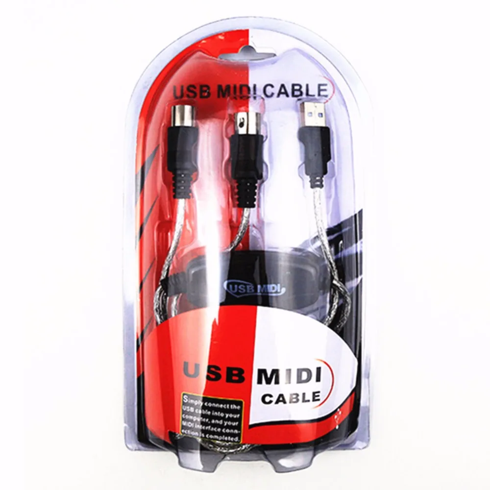 USB в MIDI кабель конвертер для музыкальной клавиатуры адаптер шнур с светодиодный