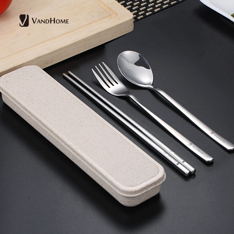 VandHome корейский комплект переносной посуды для детей походные столовые приборы