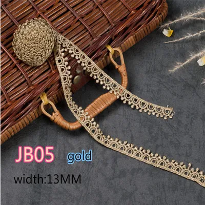 JB05 GOLD Модный другой стиль, Золотая Водорастворимая Вышивка, корона, цветок, кружевная ткань, исламский платок, аксессуары для волос, кружевная отделка - Цвет: JB05 GOLD