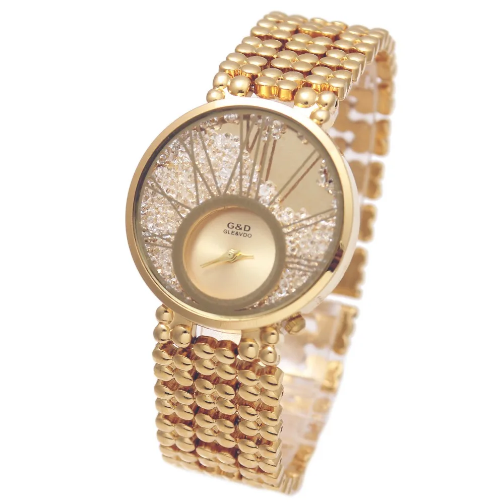 2017 брендовые роскошные женские кварцевые наручные часы G &amp D золотые с браслетом