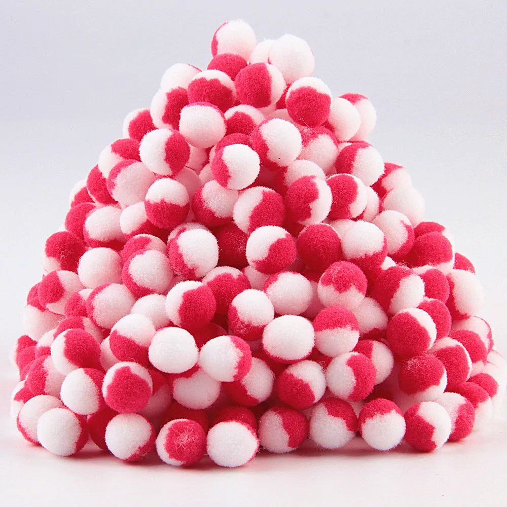red white Pompones 15 мм мини Помпон меховой шарик плюшевый помпон ручной работы Diy Материал раннего обучения творческие волосы шарик ручной работы поставки 20 г - Цвет: red white
