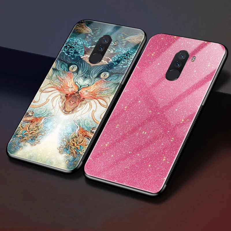 Для Xiaomi Pocophone F1 чехол для Poco Чехол из закаленного стекла телефона глобальная