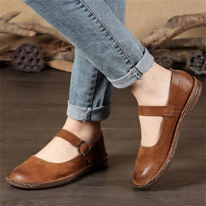 Whensinger- новая весенняя обувь с пряжкой buckle Strap Flats из натуральной кожи Модный дизайн 8567 повседневные кроссовки Женская обувь на плоской подошве