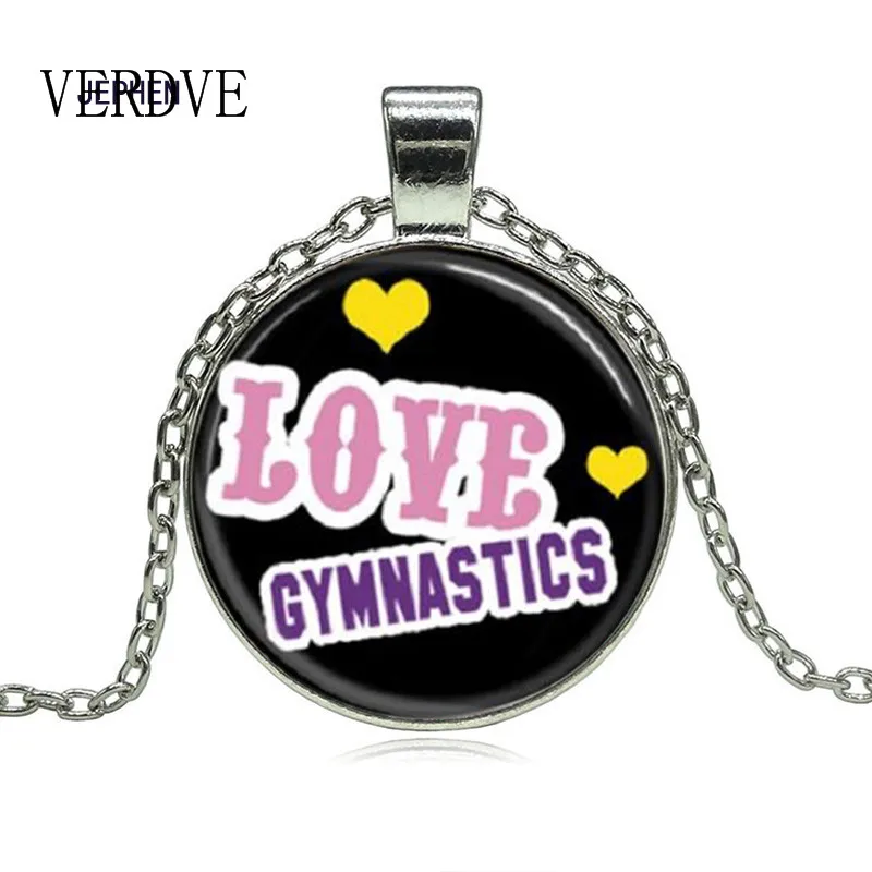 Любовь гимнастика на черном фоне кулон цепочка ожерелье подарок модные