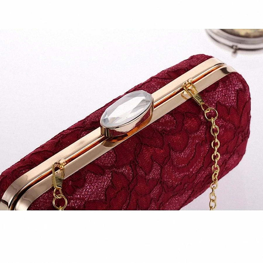 Женская кружевная вечерняя сумочка в металлическом футляре|evening bags women|lace evening