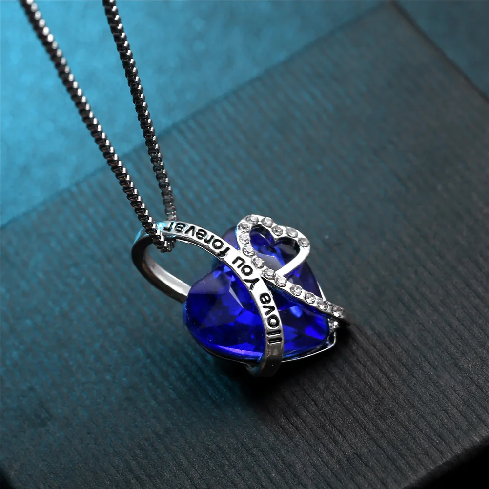 GB i love you forever ocean сердце Персиковое Кристальное ожерелье длиной до ключиц с