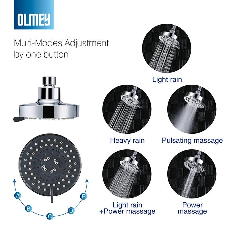 OLMEY 5 Settings High pressure Rain Showe Head настенное крепление для ванной комнаты верхний