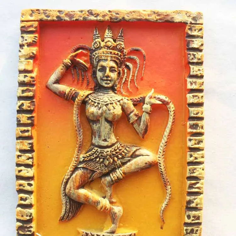 Cambodia Siem Reap Apsara Dance Angkor Wat Flying Goddess Stone Carving Tourist Souvenir Magnetic Sticker Fridge Magnet | Дом и сад