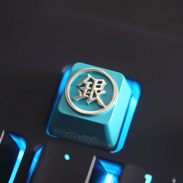 GINTAMA cyan-blue 1 шт. аниме гинтама цинк-алюминиевый ключ колпачок механическая клавиатура колпачки для персонализации, для механической клавиатуры R4 высота DIY - Цвет: GINTAMA cyan-blue