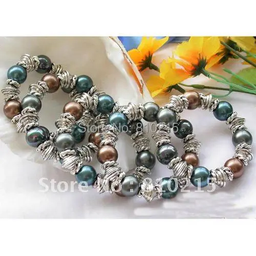 

Nice Pearl Jewelry Stretch 14MM Multicolor Sea Shell Pearl Bracelet 7.5'' Fashion Women's Jewelry Wholesale New Free Shipping