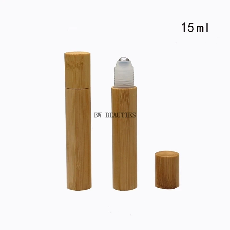 

200Pcs/Lot Bamboo Roll On Bottle 15ML Empty Essential Oil Bottle Cosmetic Lotion Liquid Perfume Oil Refillable Sample Container